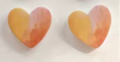 Orange Heart Earrings