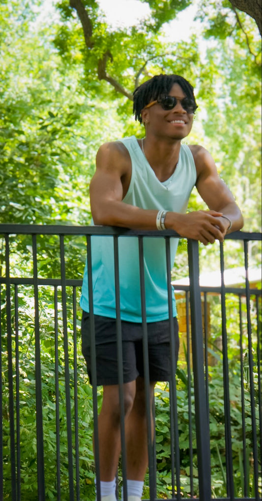 Men’s White and Blue Ombré Tank