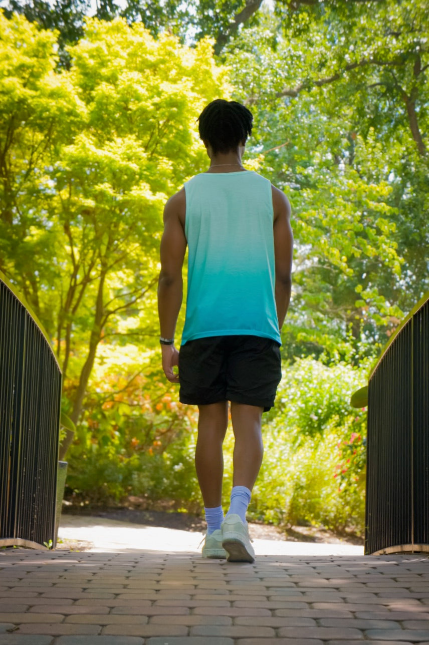 Men’s White and Blue Ombré Tank