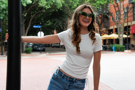 White Drawstring Crop Top