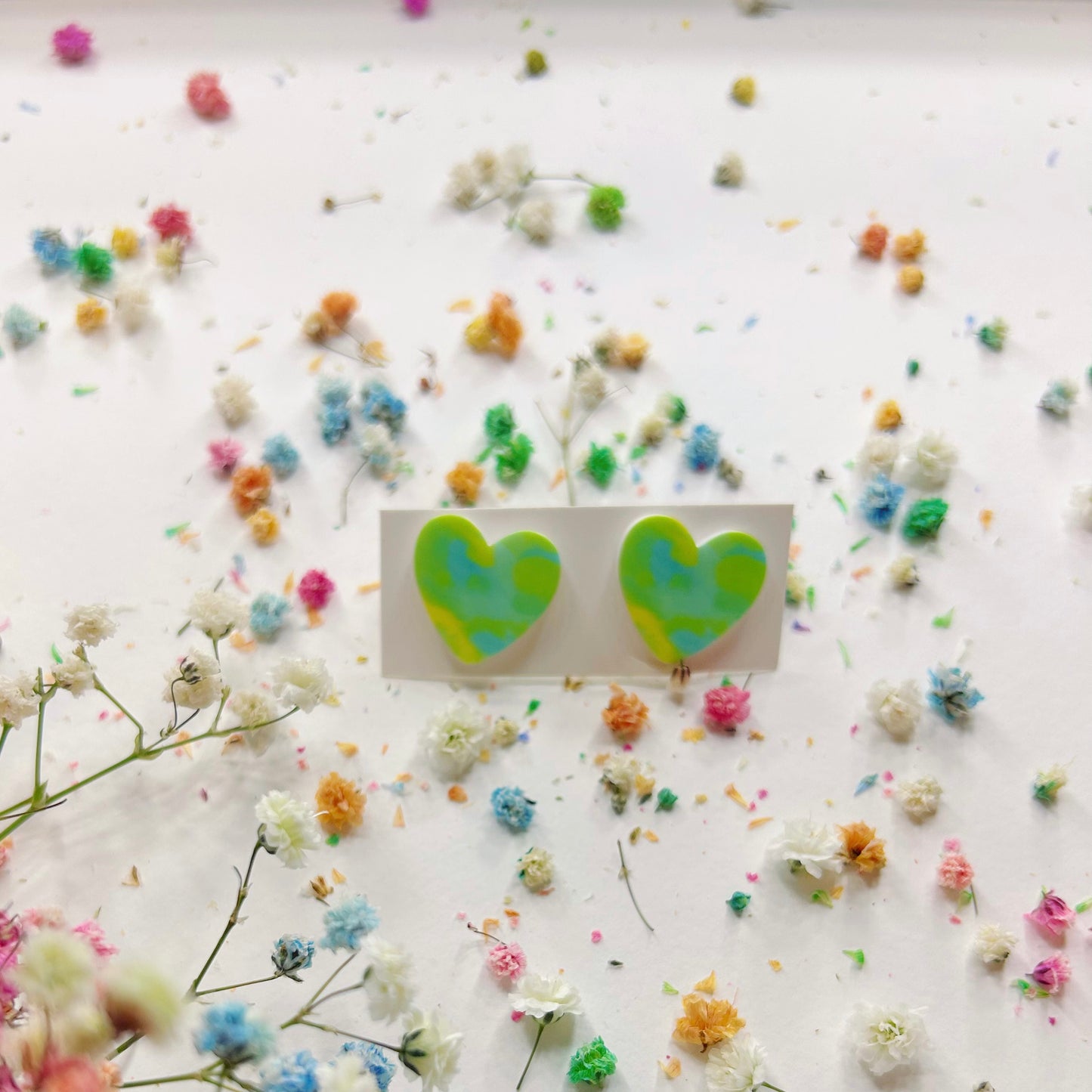 Green Heart Earrings